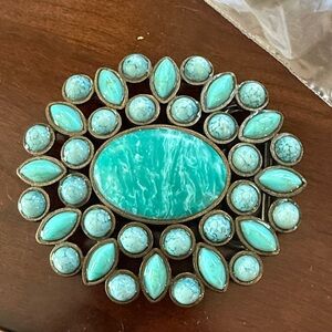 Faux Turquoise Oval Belt buckle